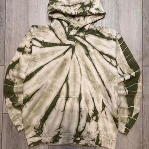 'Vintage Gildan Premium Heavy Black and grey tie-dye sweater Size L